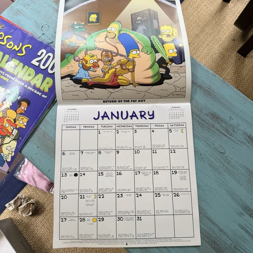 The Simpson's Vintage Calendar Lot 2000-2002 Matt Groening Bongo Fun Bart